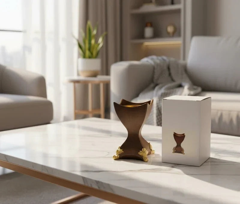 Decorative Incense Burner with Gold Accents
