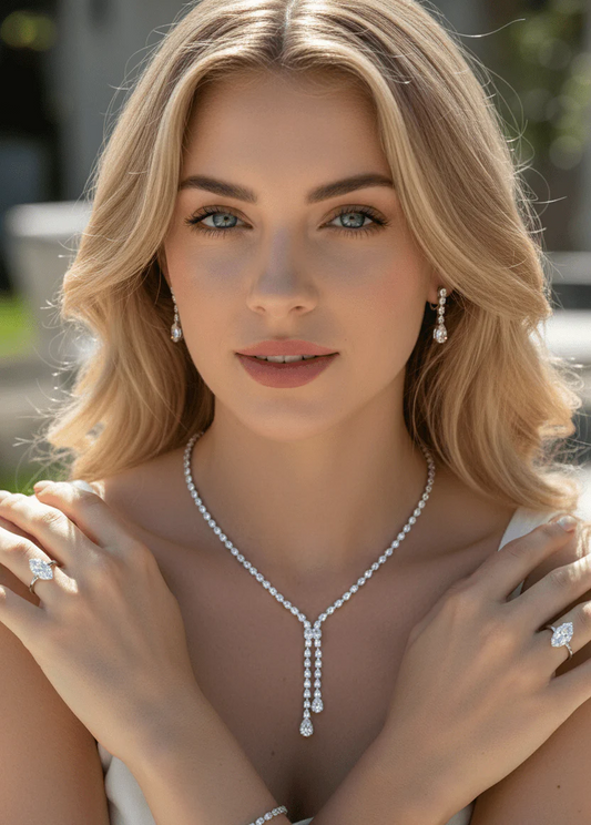 Elegant Teardrop Crystal Jewelry Set