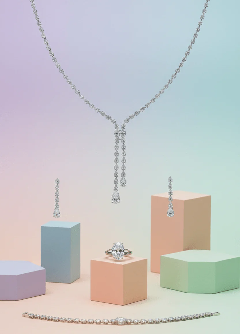 Elegant Teardrop Crystal Jewelry Set