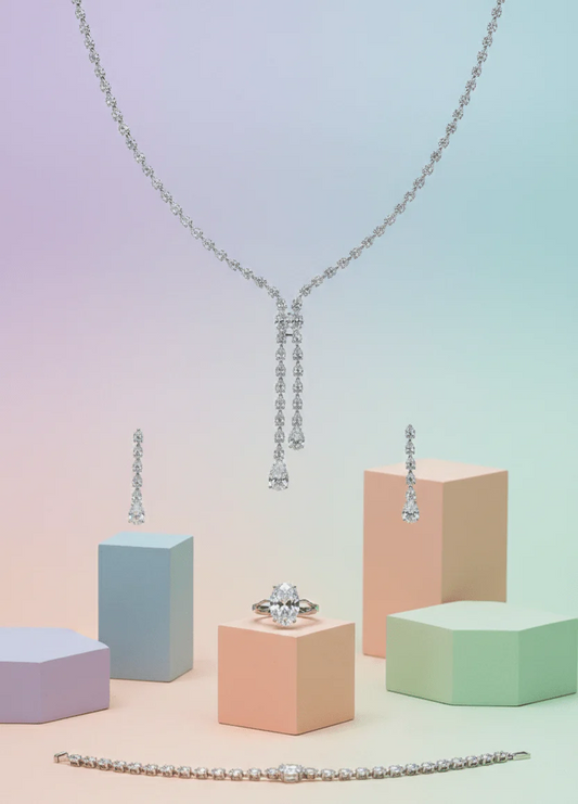 Elegant Teardrop Crystal Jewelry Set