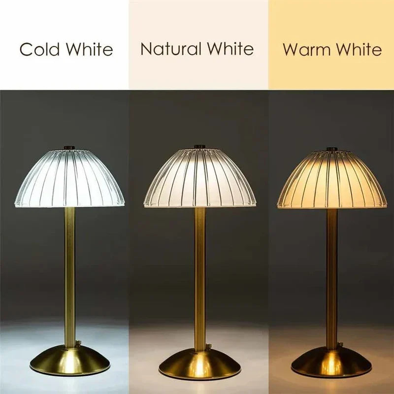 Modern Gold Table Lamp with Pleated Shade