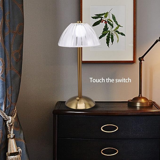 Modern Gold Table Lamp with Pleated Shade