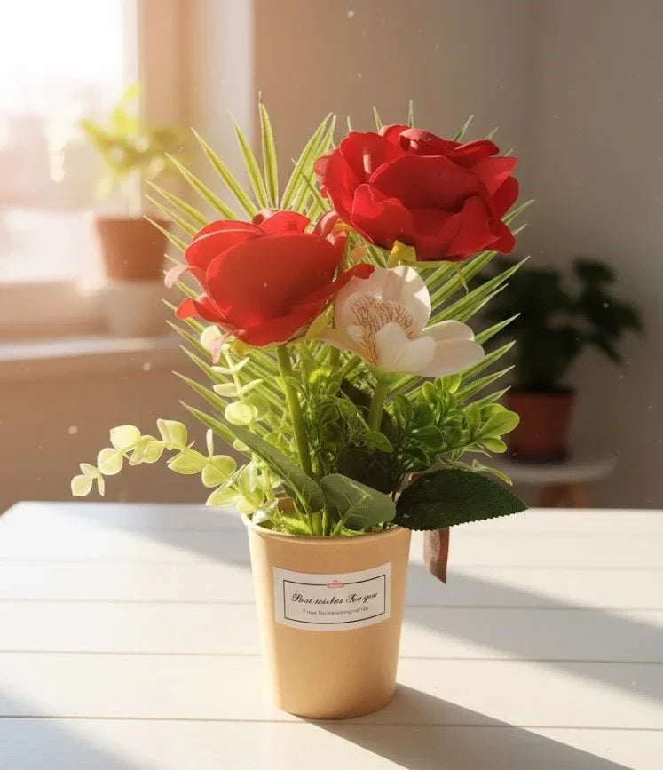 Red Rose Flower Pot